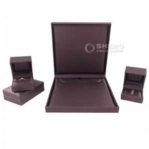 Wholesale Luxury Brushed Ring Pendant Necklace Bracelet Jewelry Packaging Box PU Leather Jewelry Box