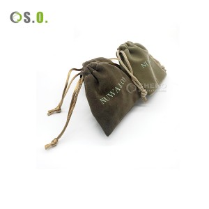 Custom Logo Cotton Drawstring Bag Envelop Packaging Velvet Jewelry Pouches