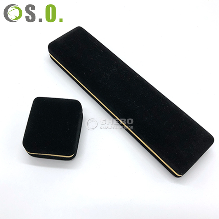 Black velvet jewelry box packaging wholesale necklace Earrings Bracelet wedding ring box jewelry boxes with logo luxury