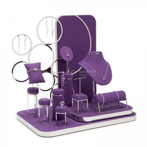 High-End Ring Holder Earring Jewelry Organizer Display Brushed Pu Leather Props Jewelry Display Stand Set