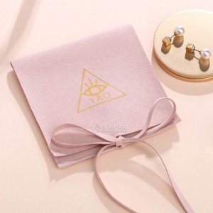 Custom Logo Printed Small Envelope Flap Package Pouch Luxury Microfiber Necklace Jewelry Bag