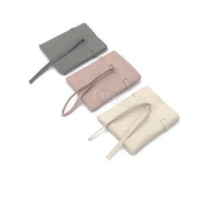 Wholesale Custom Beige Pink Microfiber Suede Jewellery Packaging Bag Drawstring Gift Jewelry Pouches with Logo