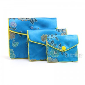 Custom Jewelry Silk Purse Pouch Gift Bags Chinese Brocade Jewelry Pouch Zipper Envelope Brocade bag