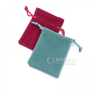 8*13cm Custom Velvet Jewelry Packaging Bag drawstring Pouch with logo