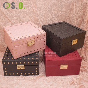 New Custom Jewellery Cases Jewelry Travel Case Outside PU Leather Inside Velvet