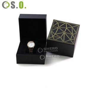 Watch organizer box wholesale black watch gift box custom black pu leather single watch box