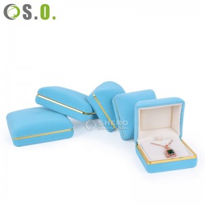 Custom Logo Size Jewelry Packaging Box With Gold Edge Luxury Velvet Jewellery Box