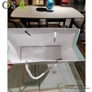 Cardboard Packaging Tote Bags With Ribbon Luxury Eco Gift Paper Art Paper Shopping Bags With Logos