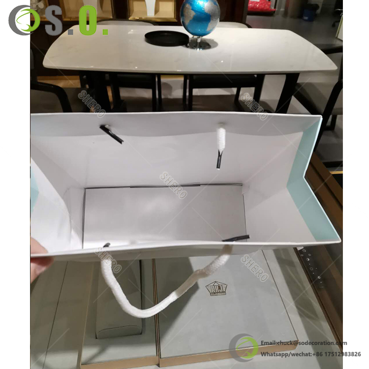 Cardboard Packaging Tote Bags With Ribbon Luxury Eco Gift Paper Art Paper Shopping Bags With Logos