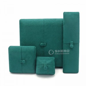 Luxury Two Open Door Custuom Logo Velvet Boxes Green Ring Pendant Bracelet  Jewellery Boxes