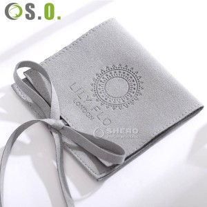 Custom Logo Printed Small Envelope Flap Package Pouch Luxury Microfiber Necklace Jewelry Bag