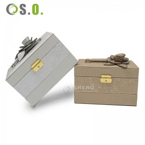 High Grade Custom Design PU Leather Jewelry Storager With flower Carving Jewelry Organizer For Ring Bracelet