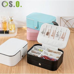 Luxury Three Layers Travel Portable Multifunction Jewelry Travel Case Earring Holder Boxes Jewelry Organizer with Mirror