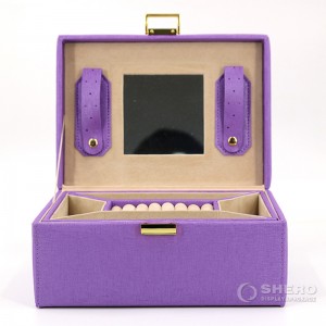 New Design Environmental Makeup Case PU Leather Jewelry Box With Mirror Lock