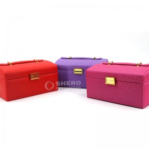 New Design Environmental Makeup Case PU Leather Jewelry Box With Mirror Lock