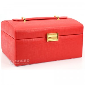 New Design Environmental Makeup Case PU Leather Jewelry Box With Mirror Lock