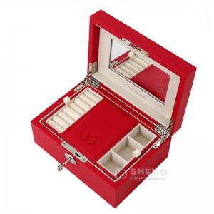 Custom Logo PU Leather Jewelry Box Packaging Double Layer Jewelry Box Display Case Portable Travel Jewelry Organizer with Lock