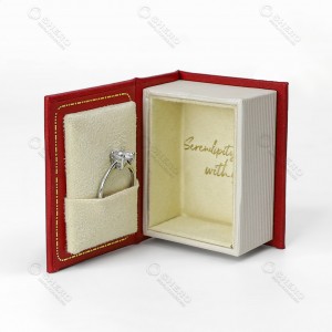 High End Custom Red Book Shape Jewelry Paper Box for Ring Earrings