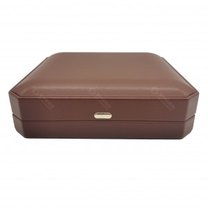 Simple Brown Color PU Jewelry Chain Box Durable PU Leather Box For Daily Jewelry Display Packaging