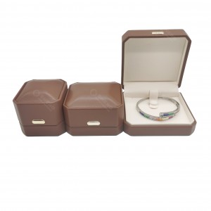 Anniversary PU Jewelry Gift Box Premium PU Leather Case For Couple Jewelry Ring Gift Packing