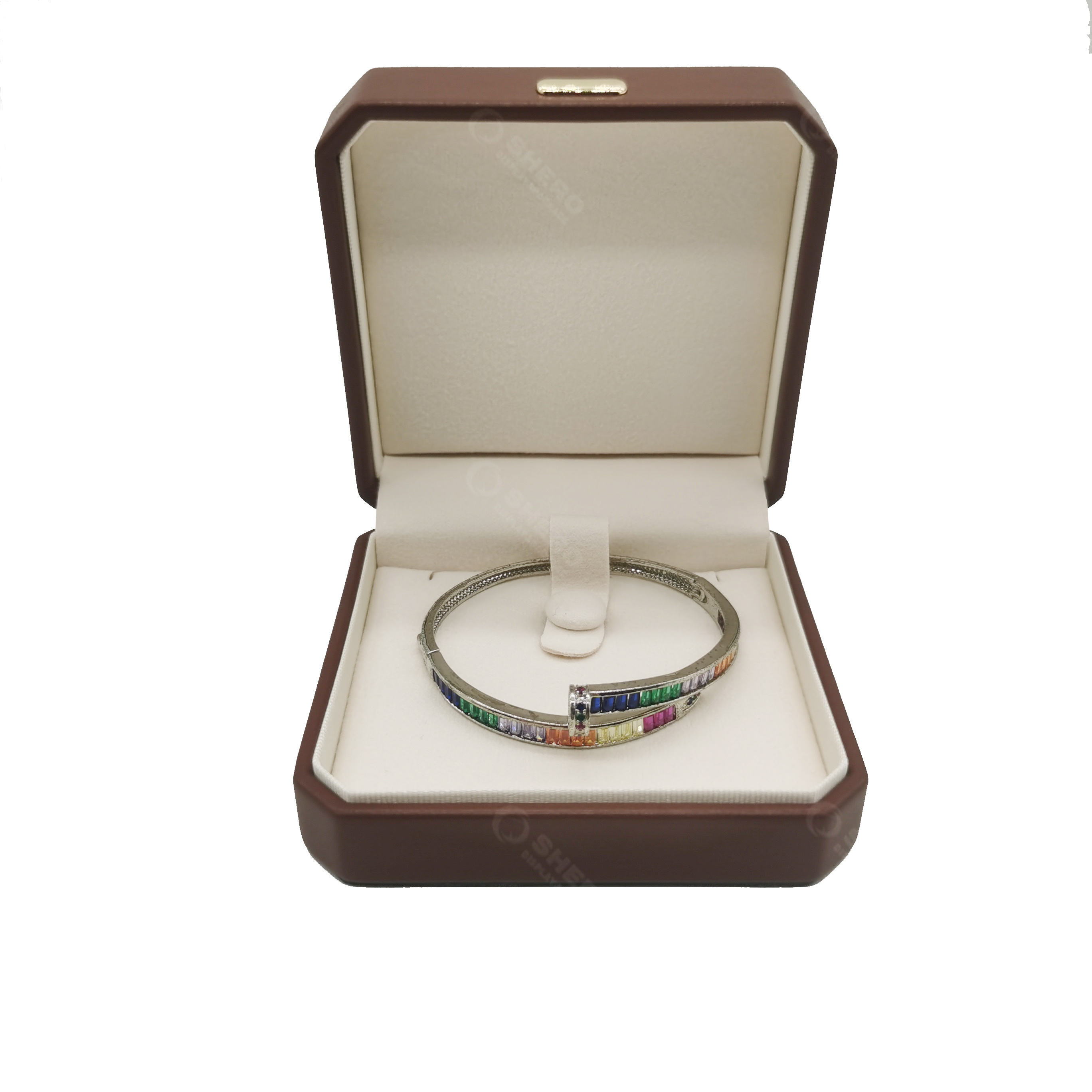 PU Leather Jewelry Gift Box Brown Jewellery Bracelet Box For Retail Jewelry Store Packaging