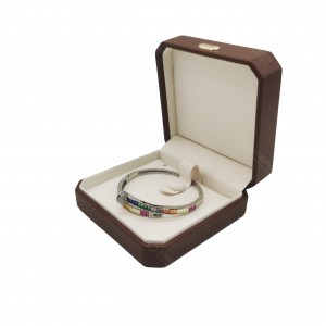 Anniversary PU Jewelry Gift Box Premium PU Leather Case For Couple Jewelry Ring Gift Packing