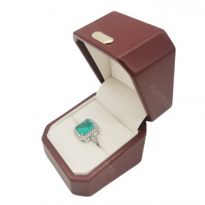 Brown Octagonal PU Leather Jewelry Box High End Jewelry Gift Box Set