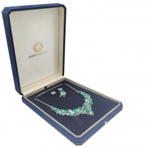 Wholesale Blue Velvet Jewelry Custom Logo Jewellery Gift Packaging Box For Jewelry Shop Retail