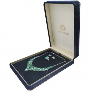 Wholesale Blue Velvet Jewelry Custom Logo Jewellery Gift Packaging Box For Jewelry Shop Retail