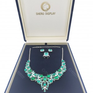 Wholesale Blue Velvet Jewelry Custom Logo Jewellery Gift Packaging Box For Jewelry Shop Retail