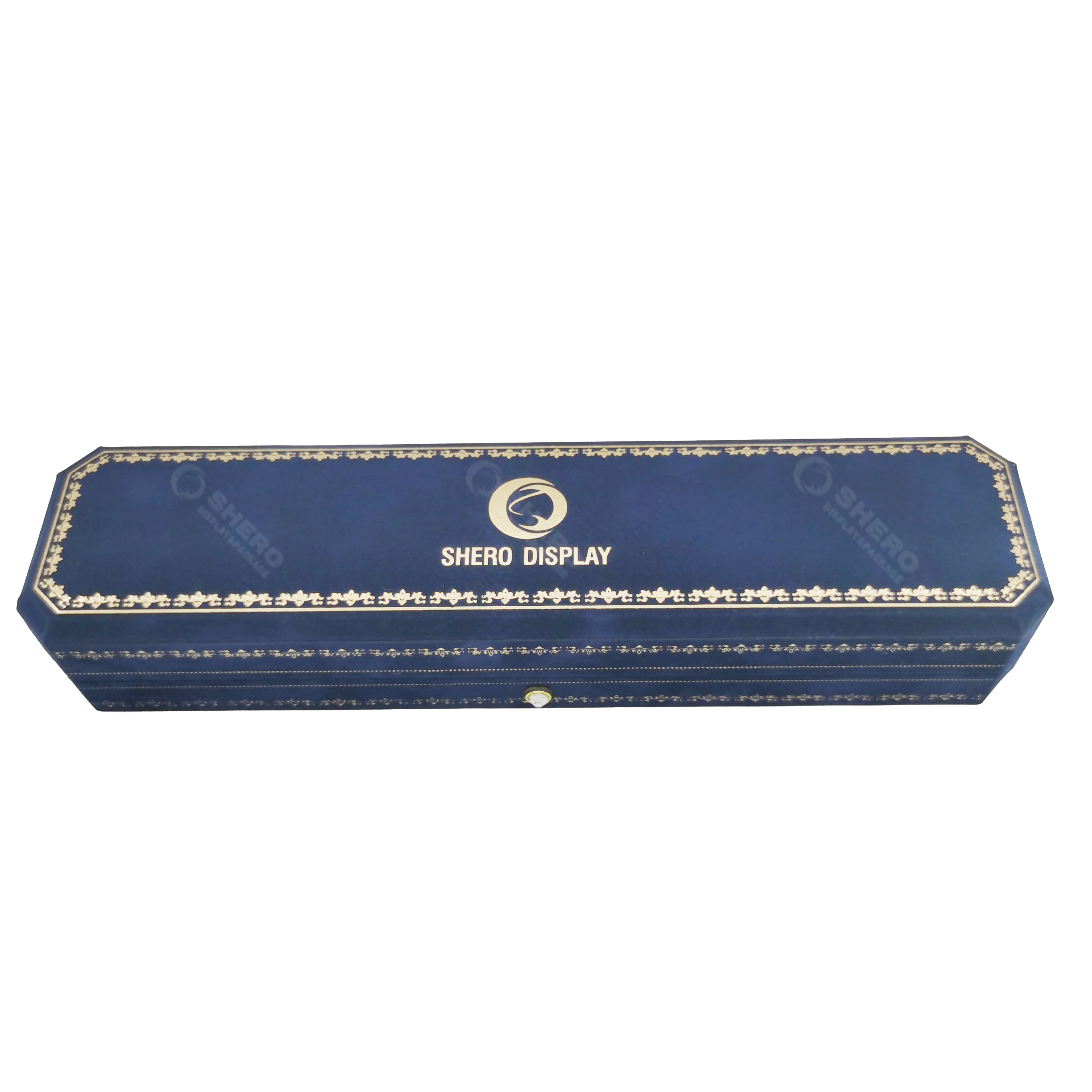 High‑End Velvet Bracelet Box Blue Jewelry Gift Packaging with Logo