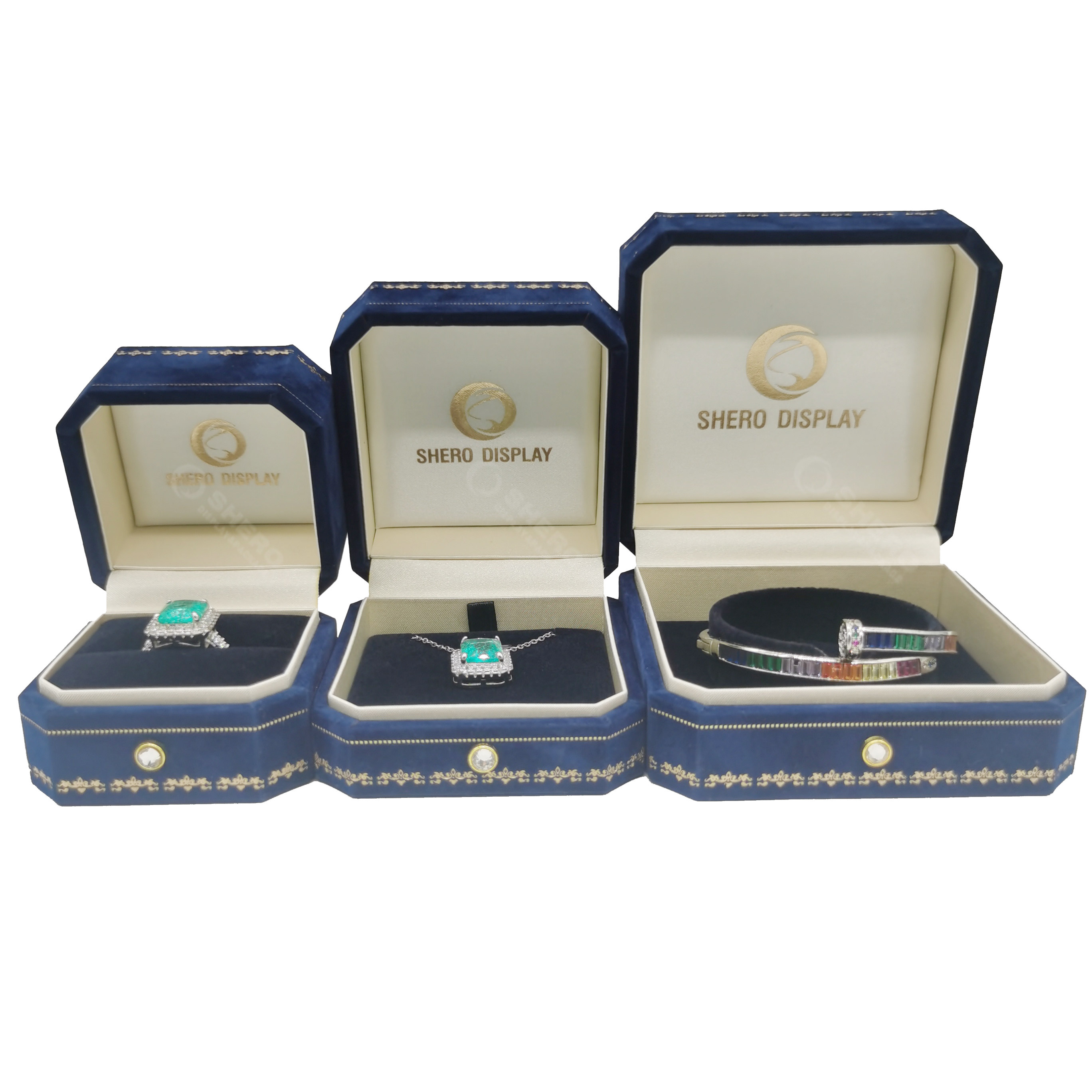 Wholesale Custom Velvet Ring Bracelet Pendant Box Luxury Velvet Jewelry Gift Box For Proposal Anniversary