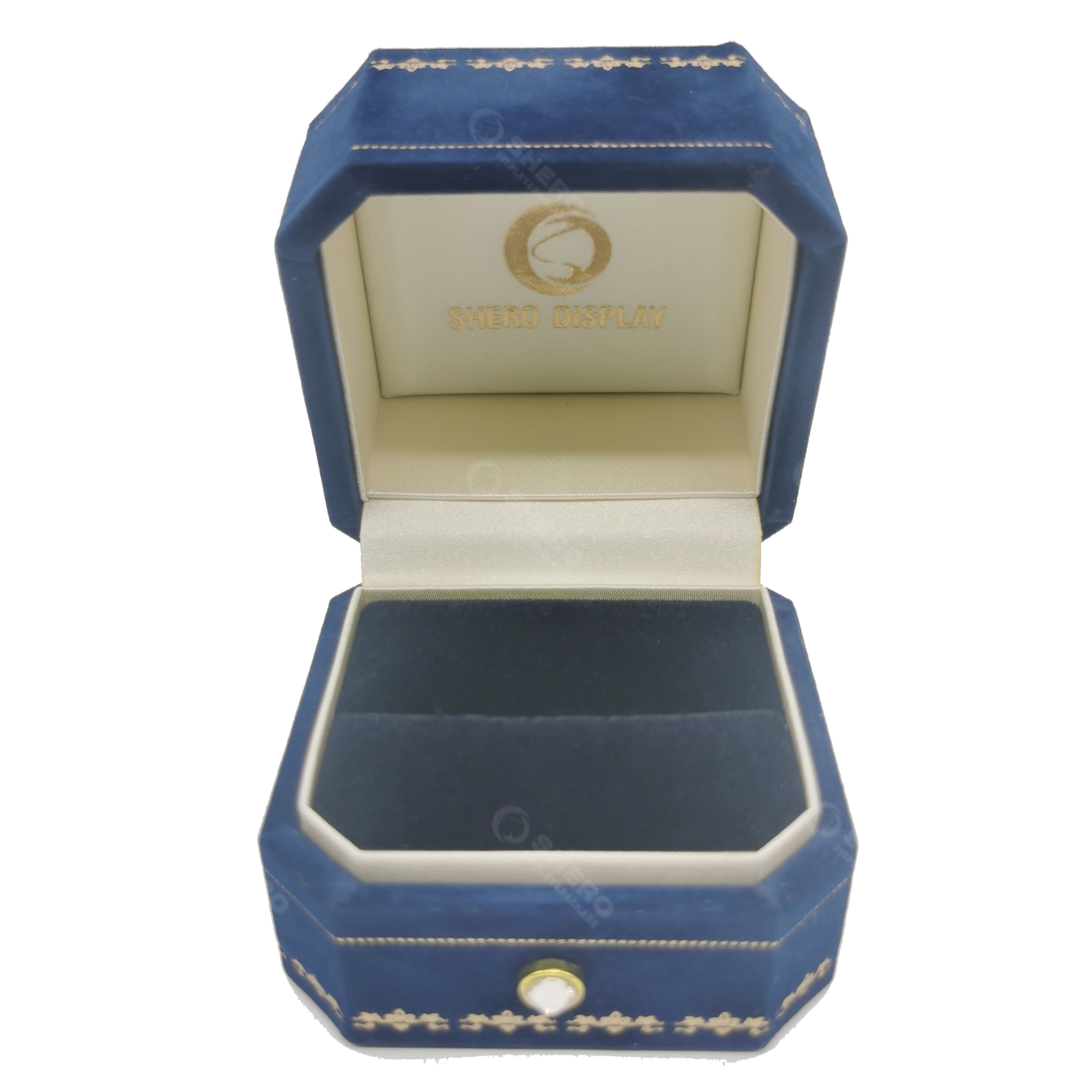 Wholesale Velvet Jewelry Box Blue Jewellery Organizer Box For Ring Gift Packaging Custom Logo