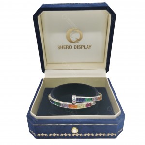 Velvet Jewellery Box Blue Jewelry Gift Box Custom Logo For Jewelry Brand Packaging