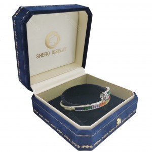 Velvet Jewellery Box Blue Jewelry Gift Box Custom Logo For Jewelry Brand Packaging