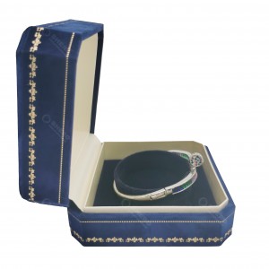 Velvet Jewellery Box Blue Jewelry Gift Box Custom Logo For Jewelry Brand Packaging