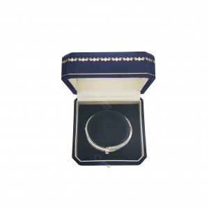 Velvet Jewellery Box Blue Jewelry Gift Box Custom Logo For Jewelry Brand Packaging