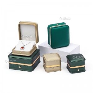 wholesale price double ring necklace jewelry packaging box full set pu leather Pendant bracelet custom jewelry boxes with logo