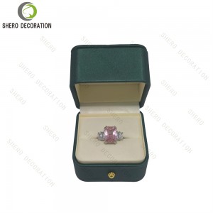 PU Leather Jewelry Box Custom Logo Green Gift Packaging Box for Necklace