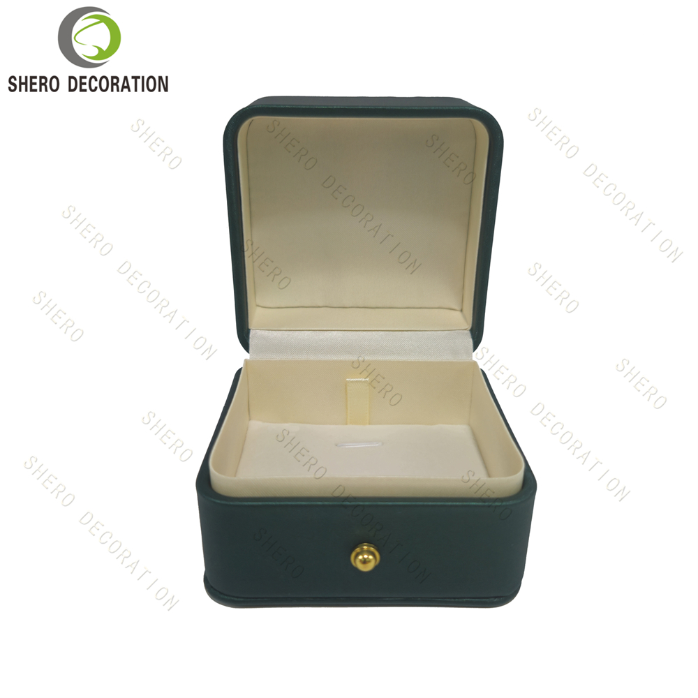 PU Leather Jewelry Box Custom Logo Green Gift Packaging Box for Necklace