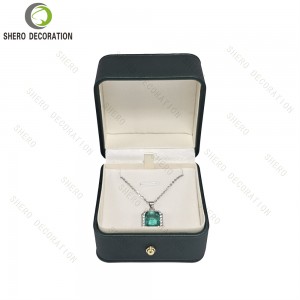 Wholesale Green Color PU Jewelry Gift Box Soft Velvet Interior for Jewelry Packing