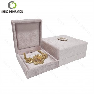 Hot Sale Velvet Pink Jewelry Gift Box Luxury Necklace Jewellery Packing Box