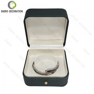 Modern Green Flip Top PU Leather Jewelry Box Durable Packaging Box for Daily Gift