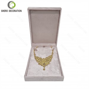 Purple Velvet PU Jewelry Display Boxes Custom Logo Necklace Box Packaging