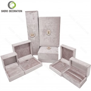 Purple Velvet PU Jewelry Display Boxes Custom Logo Necklace Box Packaging