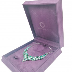 Purple Velvet PU Jewelry Display Boxes Custom Logo Necklace Box Packaging
