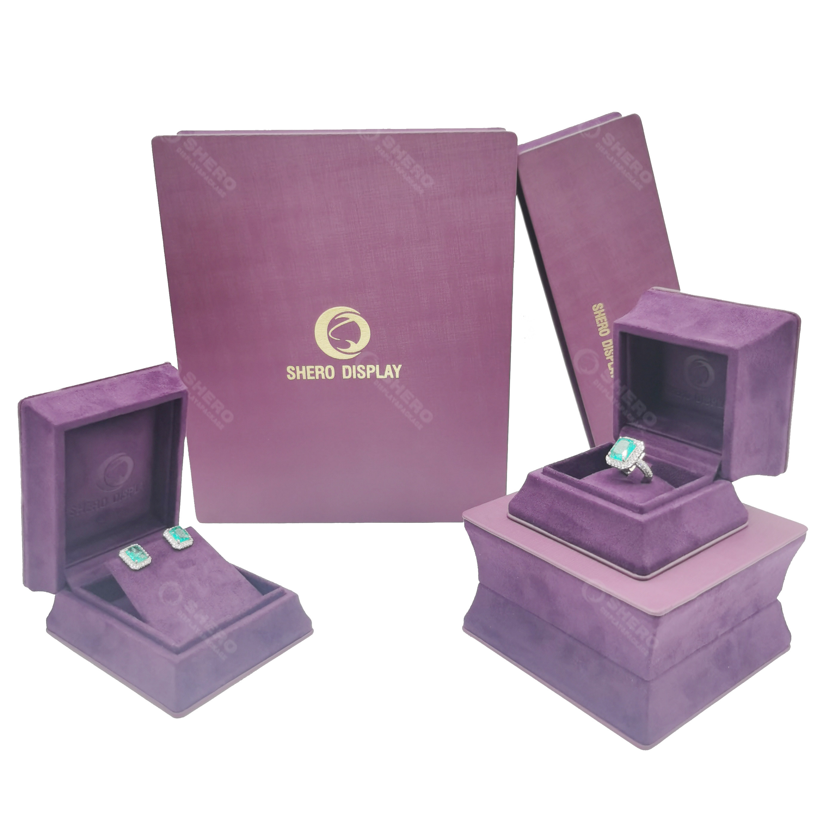 Luxury Velvet Jewellery Box Soft Fabric Jewelry Storage Box For Ring Necklace Bracelet Wholesale Custom Printed Logo