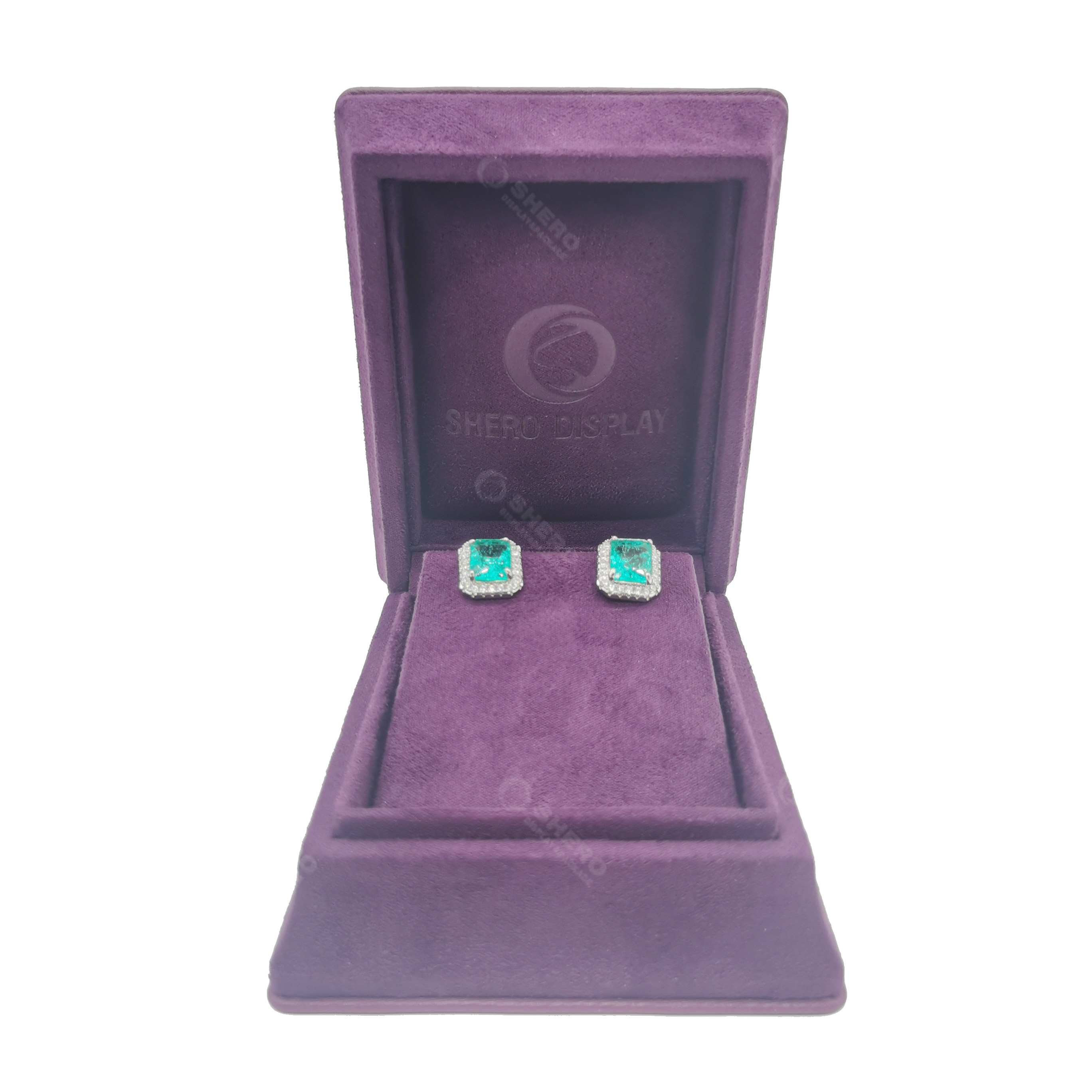 Custom Velvet Jewelry Gift Box Purple  Jewellery Packaging Box For Wedding Proposal Anniversary Gift