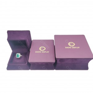 Wholesale Velvet Jewellery Box Purple Gift Boxes For Engagement Wedding Jewelry Packaging