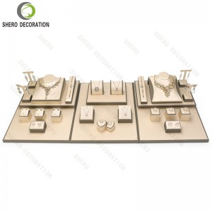 High-End Jewelry Display Props Bangle Earring Necklace Stands Beige Set